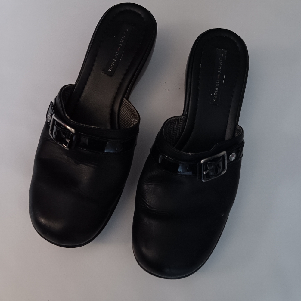 Tommy Hilfiger Black Slip-On Clog Mules